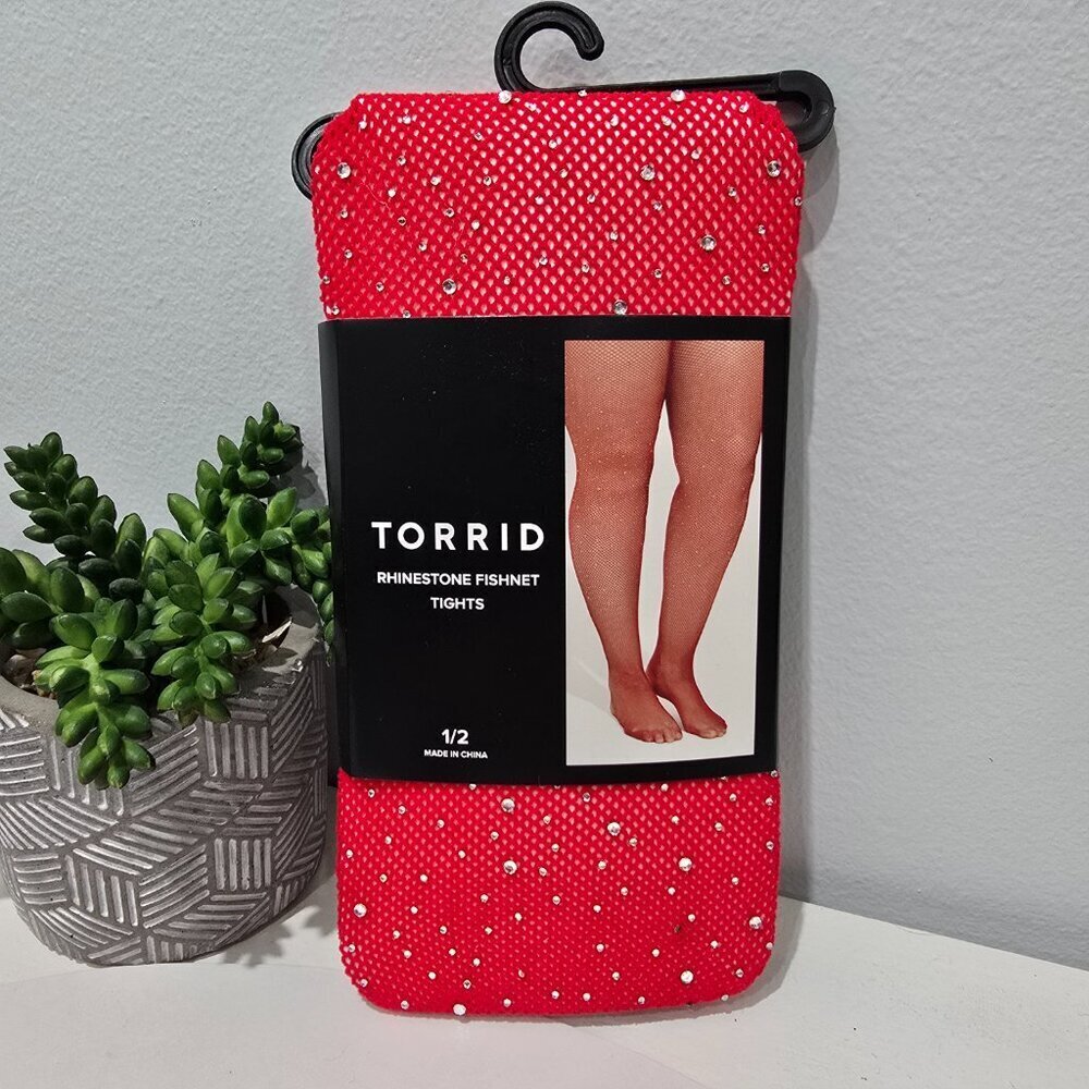 Torrid - Rhinestone Fishnet Tight in Red - Picture 3 of 8